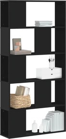vidaXL Βιβλιοθήκη 5 Επιπέδων Μαύρη 80,5x23,5x162,5 εκ. Επεξεργ. Ξύλο