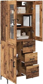 vidaXL Highboard με συρτάρι 2 pcs Παλιό ξύλο Επεξεργασμένο ξύλο