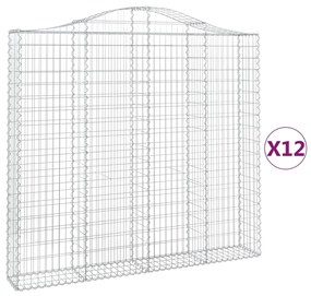 vidaXL Συρματοκιβώτια Τοξωτά 12 τεμ. 200x30x180/200 εκ. Γαλβαν. Ατσάλι