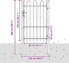vidaXL Πύλη Φράχτη BOXTEL 103 x 200 cm Χάλυβας με επίστρωση πούδρας