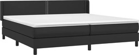 vidaXL Κρεβάτι Boxspring με Στρώμα Μαύρο 200x200 εκ. Συνθετικό Δέρμα