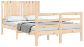 vidaXL Πλαίσιο Κρεβατιού με Κεφαλάρι από Μασίφ Ξύλο Small Double