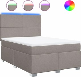 vidaXL Κρεβάτι Boxspring με Στρώμα Taupe 140x200 εκ. Υφασμάτινο
