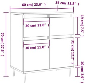 Ντουλάπι Γκρι Sonoma 60x35x70 εκ. από Επεξεργασμένο Ξύλο - Γκρι