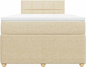 vidaXL Κρεβάτι Boxspring με Στρώμα Κρεμ 120x190 εκ. Υφασμάτινο