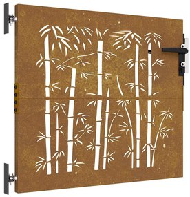 vidaXL Πόρτα Κήπου από Μπαμπού με Σχέδιο από Ατσάλι Corten 85x100 εκ.