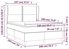 vidaXL Κρεβάτι Boxspring με Στρώμα Μπλε 140x190 εκ. Υφασμάτινο