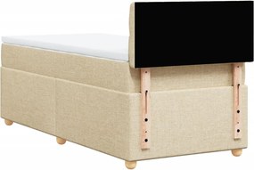 vidaXL Κρεβάτι Boxspring με Στρώμα Κρεμ 90x190 εκ.Υφασμάτινο