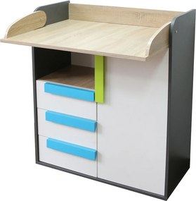 Alex 84x37x94εκ (αλλαξιέρα μωρού) Γραφίτης-Σονόμα-Λευκό TO-ALEX1D3S