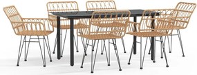 vidaXL Σετ Τραπεζαρίας Κήπου 7 Τεμαχίων από Συνθετικό Ρατάν