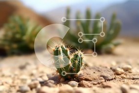 Intra Συλλεκτικό Ξύλινο Παζλ Plywood  4mm - Όμορφη εικόνα ενός μικρού φυτού κάκτου στην έρημο Σε Ξύλινο Κουτί - Διαστάσεις: 10x10 cm – 25 κομμάτια