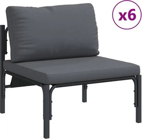 vidaXL Σετ Καναπέ Κήπου με μαξιλάρι 13 pcs Μαύρο Ατσάλι