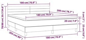 Κρεβάτι Boxspring με Στρώμα Σκούρο Γκρι 180x200 εκ. Βελούδινο - Γκρι