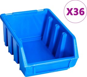 vidaXL Σκαφάκια Αποθήκευσης Σετ 96 τεμ. Μπλε με Πάνελ Τοίχου