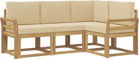 vidaXL Σειρά Καναπέ Εξωτερικού με μαξιλάρι 4 pcs Λευκό και Μπεζ