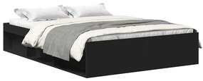 vidaXL Πλαίσιο Κρεβατιού Μαύρο 135x190 εκ. Double