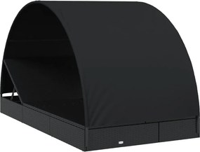vidaXL Ξαπλώστρα 2 Ατόμων Στρογγ Οροφή Μαύρη 211x112x140εκ Συνθ. Ρατάν
