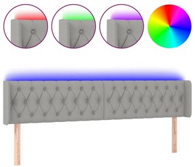 vidaXL Κεφαλάρι Κρεβατιού LED Ανοιχτό Γκρι 183x16x78/88 εκ. Υφασμάτινο