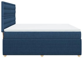 Κρεβάτι Boxspring με Στρώμα Μπλε 180x200 εκ. Υφασμάτινο - Μπλε