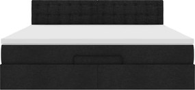 vidaXL Οθωμανικό κρεβάτι με στρώμα Μαύρο 180x200cm Ύφασμα