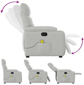 vidaXL καρέκλα ανάκλισης μασάζ Cloud Grey Fabric