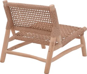Πολυθρόνα Wanderlene pakoworld σκελετός teak ξύλο με σχοινί σε φυσική απόχρωση 67x79x68εκ