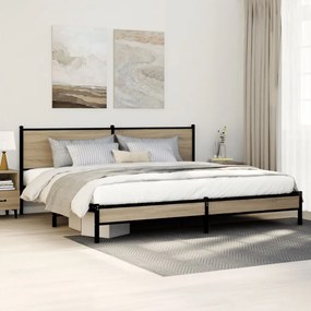 vidaXL Σκελετός Κρεβ. Χωρίς Στρώμα Sonoma Δρυς 200x200 εκ. Μεταλλικό