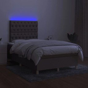 ΚΡΕΒΑΤΙ BOXSPRING ΜΕ ΣΤΡΩΜΑ &amp; LED TAUPE 120X190 ΕΚ. ΥΦΑΣΜΑΤΙΝΟ 3270271