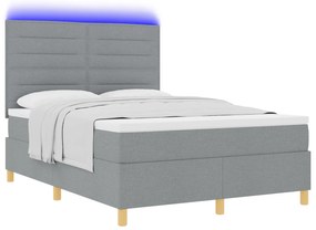 vidaXL Κρεβάτι με Βάση  με Στρώμα & LED Ανοιχτό Γκρι 140x200 εκ. Ύφασμα