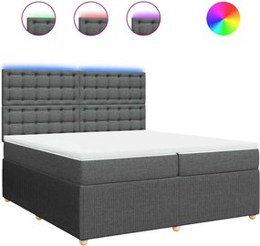 vidaXL Κρεβάτι Boxspring με Στρώμα Σκούρο Γκρι 200x200 εκ. Υφασμάτινο