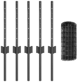 vidaXL Euro Fence με 5 U Posts Γκρι 0.4x10 μ Σίδερο