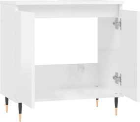 vidaXL Ντουλάπι Μπάνιου Γυαλ. Λευκό 58 x 33 x 60 εκ. από Επεξεργ. Ξύλο