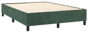 vidaXL Κρεβάτι Boxspring με Στρώμα &amp; LED Σκ. Πράσινο 140x200εκ Βελούδο