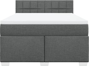 vidaXL Κρεβάτι Boxspring με Στρώμα Σκούρο Γκρι 140x190 εκ. Υφασμάτινο