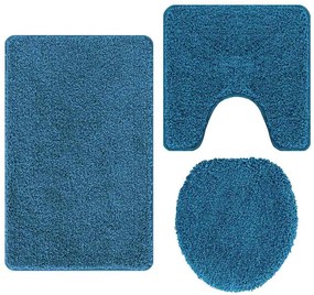 vidaXL Σετ Μάτ Μπάνιου Αντιολισθητικό 3 pcs Μπλε 50 x 50 cm PP