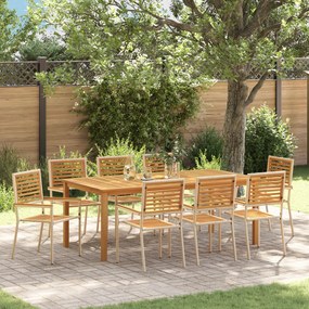 vidaXL Σετ Τραπεζαρίας Κήπου 9 pcs Μπεζ 200 x 100 x 74 cm