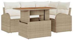 vidaXL Σετ Καναπέ Κήπου με μαξιλάρι 5 pcs μπεζ και κρεμ