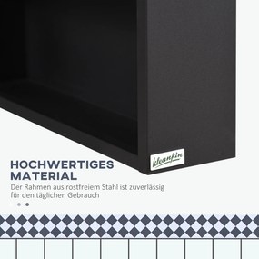 Ντουλάπι καθρέφτης kleankin, 2 εσωτερικά ράφια, ανοιχτό ράφι, σκελετός από ατσάλι, μαύρο, 46 x 13,5 x 58 εκ.