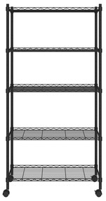 Ραφιέρα 5 Επιπέδων με Τροχούς Μαύρη 75x35x155 εκ. 250 κ. - Μαύρο