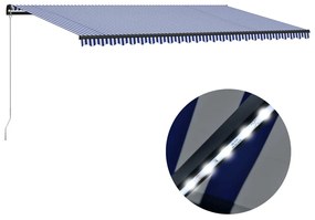 vidaXL Τέντα Συρόμενη Χειροκίνητη με LED Μπλε / Λευκό 600 x 300 εκ.