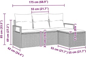 vidaXL Σετ Καναπέ 4 pcs Μαύρο συνθετικό ρατάν