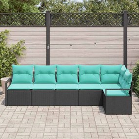 vidaXL Σετ Καναπέ 6 pcs Μαύρο συνθετικό ρατάν