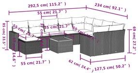 vidaXL Σαλόνι Κήπου Σετ 11 Τεμαχίων Μαύρο Συνθετικό Ρατάν με Μαξιλάρια