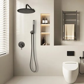 VEVOR Shower Faucet Set 8&quot; Round Rain Shower Head and Hand Set Matte Black