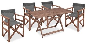 Dining Retto set 5 pcs solid beech wood walnut-dark grey 120x75x71cm 120x75x71 εκ.