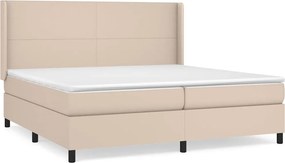 vidaXL Κρεβάτι Boxspring με Στρώμα Καπουτσίνο 200x200εκ.από Συνθ.Δέρμα