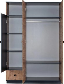 Stewehome Τρίφυλλη Ξύλινη Ντουλάπα Ρούχων 131x53x190 cm
