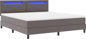 vidaXL Κρεβάτι με ελατήρια με στρώμα Γκρι 180 x 200 cm Τεχνητό δέρμα