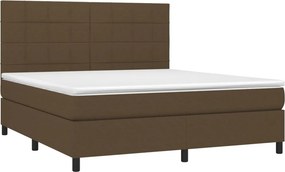 vidaXL Κρεβάτι Boxspring με Στρώμα Σκούρο Καφέ 160x200 εκ Υφασμάτινο
