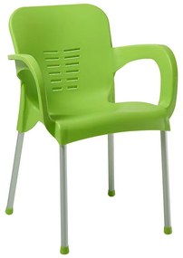 Armchair Feast PP color green-aluminum leg 59x58x81 εκ.